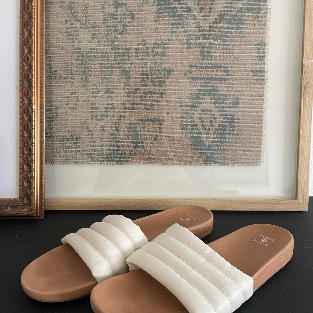 White Slide Sandals